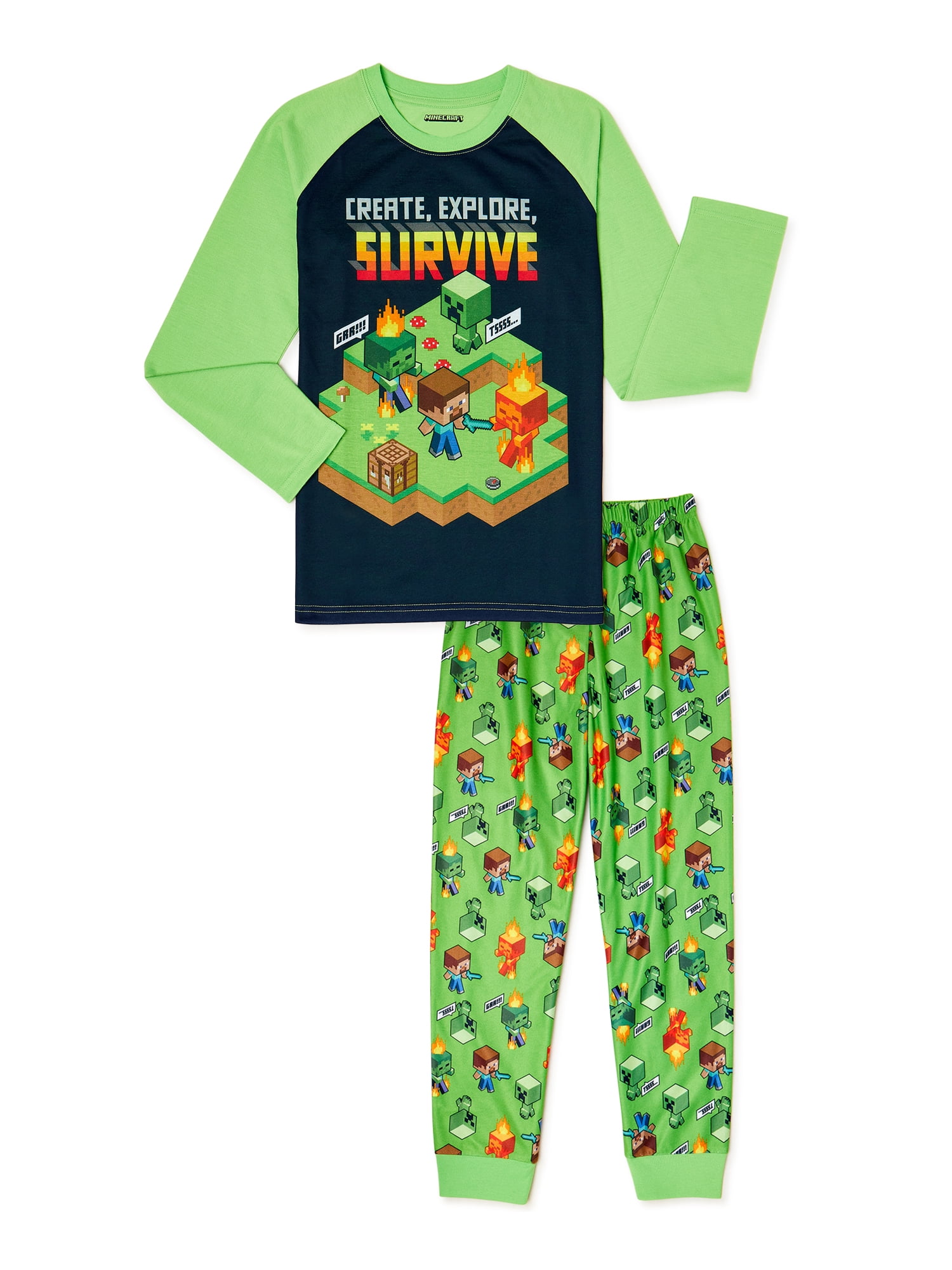 Minecraft Creeper Kids Boys Pyjama Pajama Sleepwear Set 