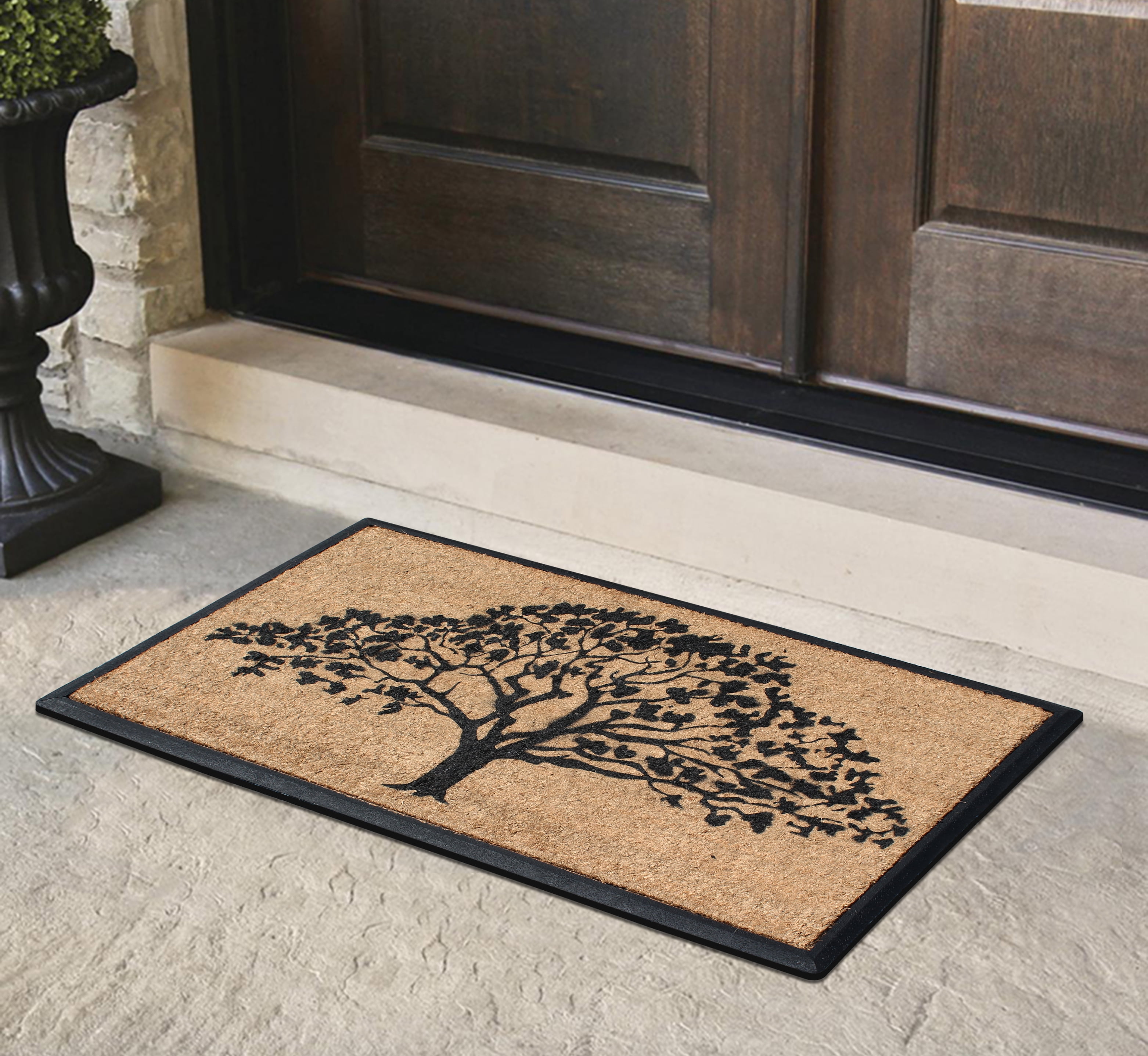 A1HC First Impression Hand-Crafted Rubber Coir Life of Tree Double Door Mat, 30"X48"
