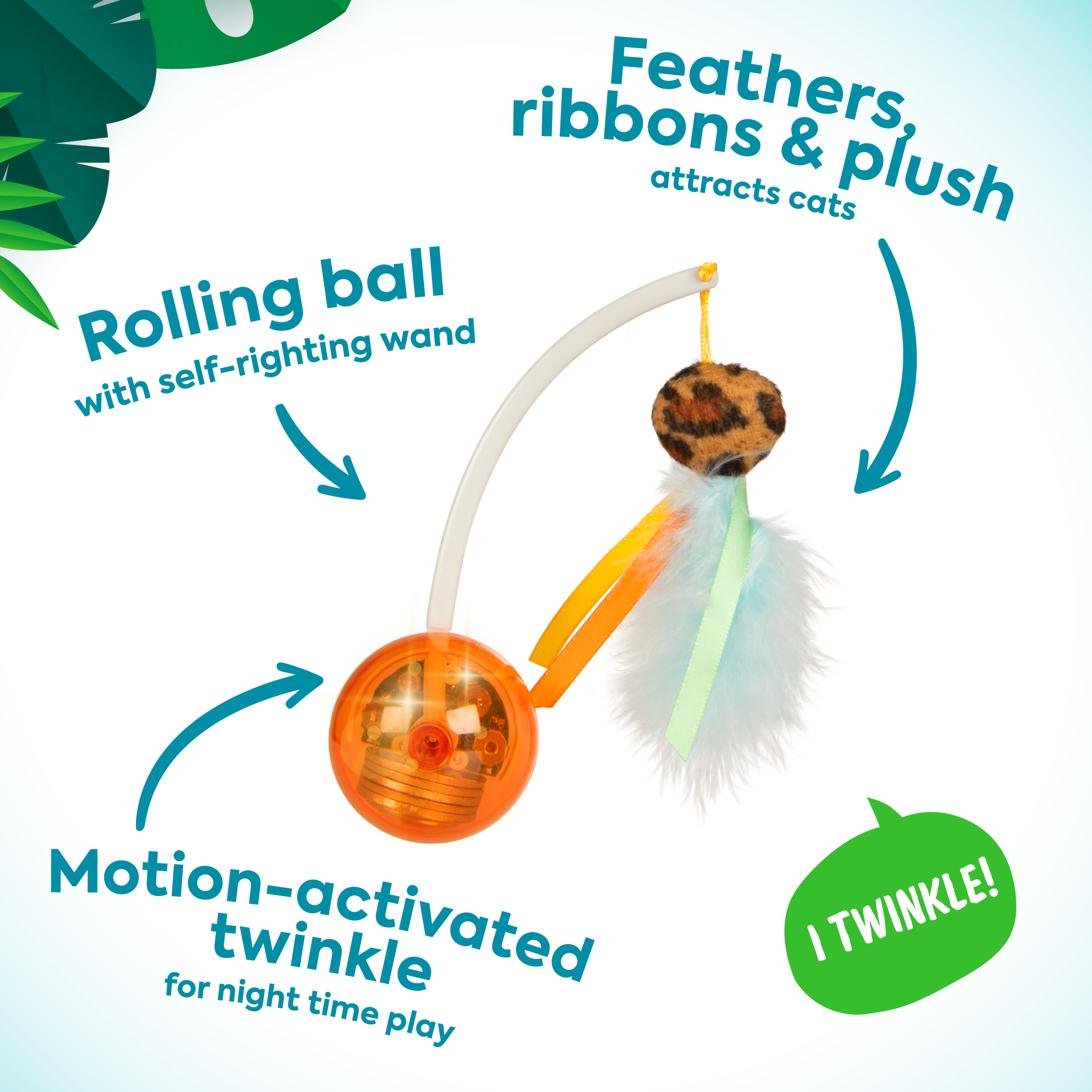 Instincts by SmartyKat Twinkle Tipper Electronic Light Ball Cat Toy