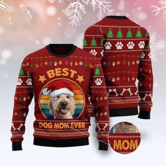 Goldendoodle Best Dog Mom Ever Christmas Sweater, Dog Christmas Sweater, Dog Sweaters