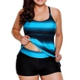 thumbnail image 1 of Tankini à Dos Ouvert à Rayures pour Femmes avec Short de Bain, 1 of 4