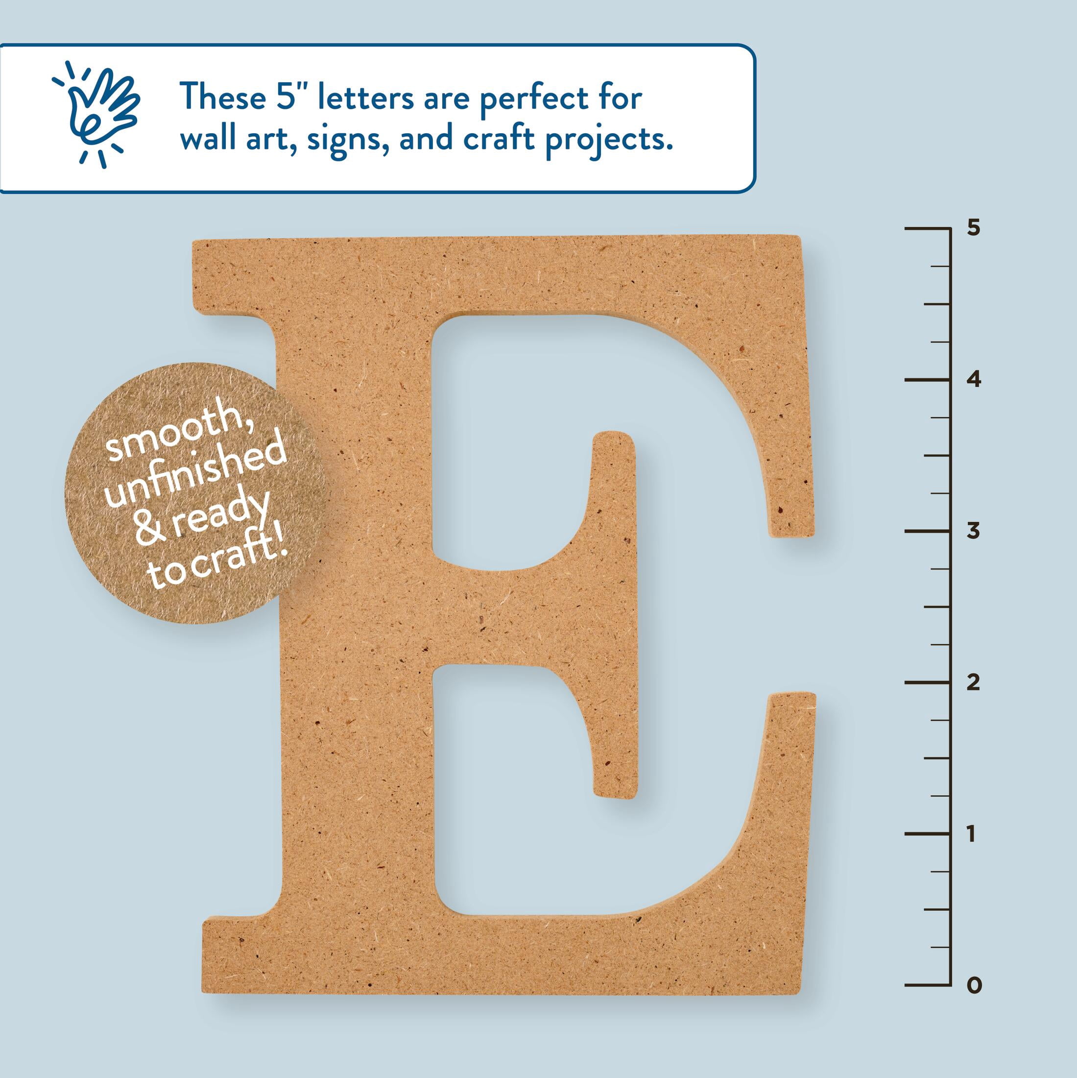 Plaid Unfinished Wood MDF 5" Letter for DIY Arts and Crafts, E