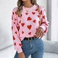 thumbnail image 4 of Conairie Valentines Day Sweater for Women Long Sleeve Cute Heart Print Crew Neck Sweatshirt Casual Loose Soft Pullover Tops Knit Sweaters Pink S, 4 of 7