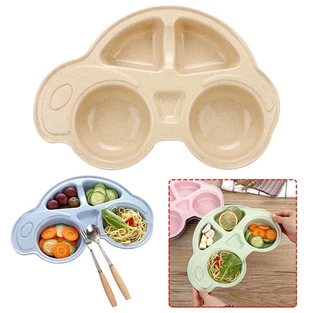 

wofedyo Cartoon Car Shape Plate Environmentally Separated Kids Dinnerware Tableware Tray Beige 30*17*2