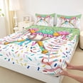 thumbnail image 4 of Castle Fairy Baseball Print Bed Sheets 4-Piece, Ice Cream Drip Full Size Sheets, Green Pink Blue,1 Fitted Sheet, 1 Flat Sheet and 2 Pillowcases, 4 of 6