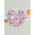 thumbnail image 5 of Halloween Infant Baby Girls Boys Romper Long Sleeve Ghost/Pumpkin/Floral Print Sweatshirt Jumpsuits, 5 of 10