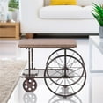 thumbnail image 3 of Vintiquewise Industrial Wagon Style Coffee Table with Rustic Wood Top Large Spoke Rolling Wheels Mesh Shelf Functional End Table and Magazine Holder for Living Room Lounge Office Den or Home Bar, 3 of 7