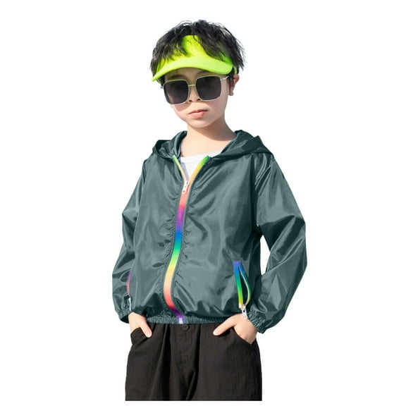 WOYY Kids Sun Sunscreen Hoodie Lightweight Summer Breathable Outerwear Jacket for Boys & Girls, Sizes 2-12