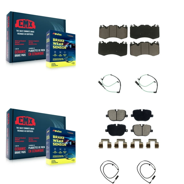 CMX Front Rear Ceramic Disc Brake Pads and Wear Sensors Kit for Car Land Rover Range KCW-101083
