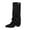 Black, variant on Women's Suede Mid Calf Boots, Pointed Toe Strap Booties, Fashion Knee High Style for Fall and Winter Comfort