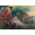 thumbnail image 2 of Victor Emile Prouvé 14x11 Gold Ornate Wood Frame and Double Matted Museum Art Print Titled - Stay of Peace and Joy; Meditation (1899), 2 of 4