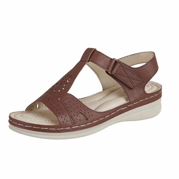 Sandalia Plataforma Mujer Confort Café 3 cm Castalia Confort