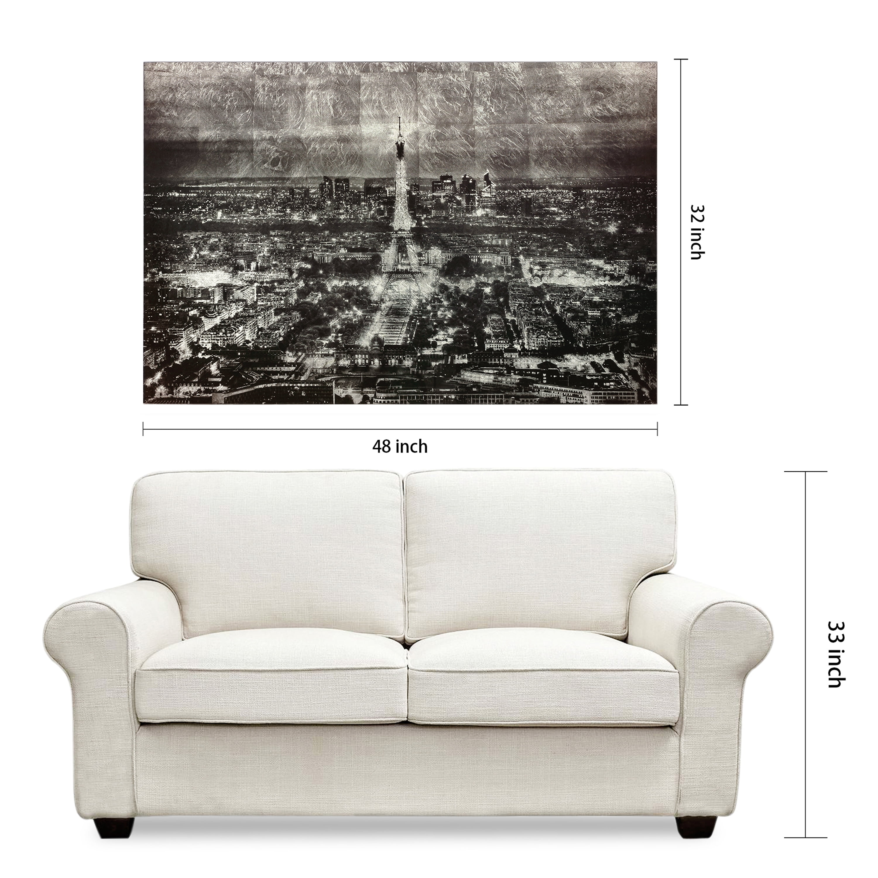 Empire Art Direct Paris at Night Reverse Printed Tempered Glass with Silver Leaf Wall Art, 32" x 48" x 0.2", Ready to Hang