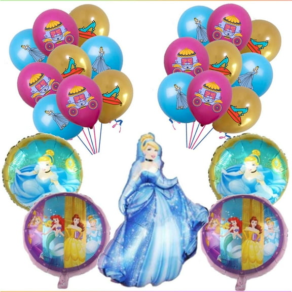 Cinderella Princess Balloons Party Supplies Decor Set Decorations Kit Fans Birthday