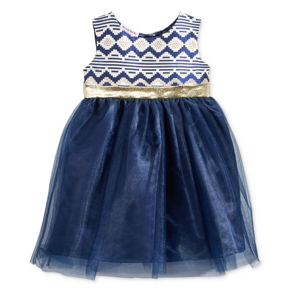 Blueberi Boulevard Brocade Tulle Dress Baby Girls 0 24 Months Navy 18 Months