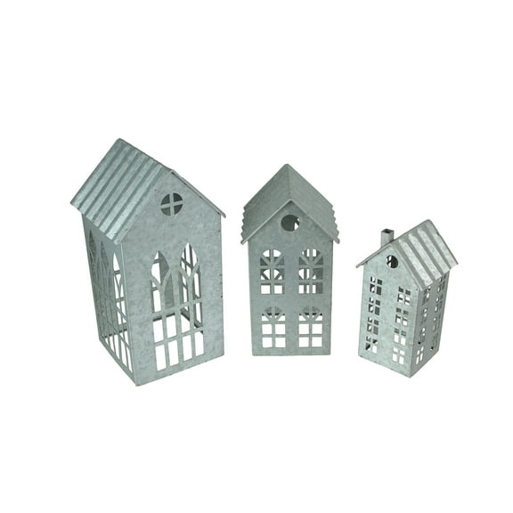 Zeckos Metal Country Farmhouse Shaped Candle Holders Set of 3