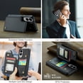 thumbnail image 5 of Allytechgroup Wallet Case for Samsung Galaxy S25 Edge with Credit Card Holder, [RFID Blocking] [Camera Screen Protection] PU Leather Magnetic Clasp Kickstand Shockproof Protective Case, Black, 5 of 9
