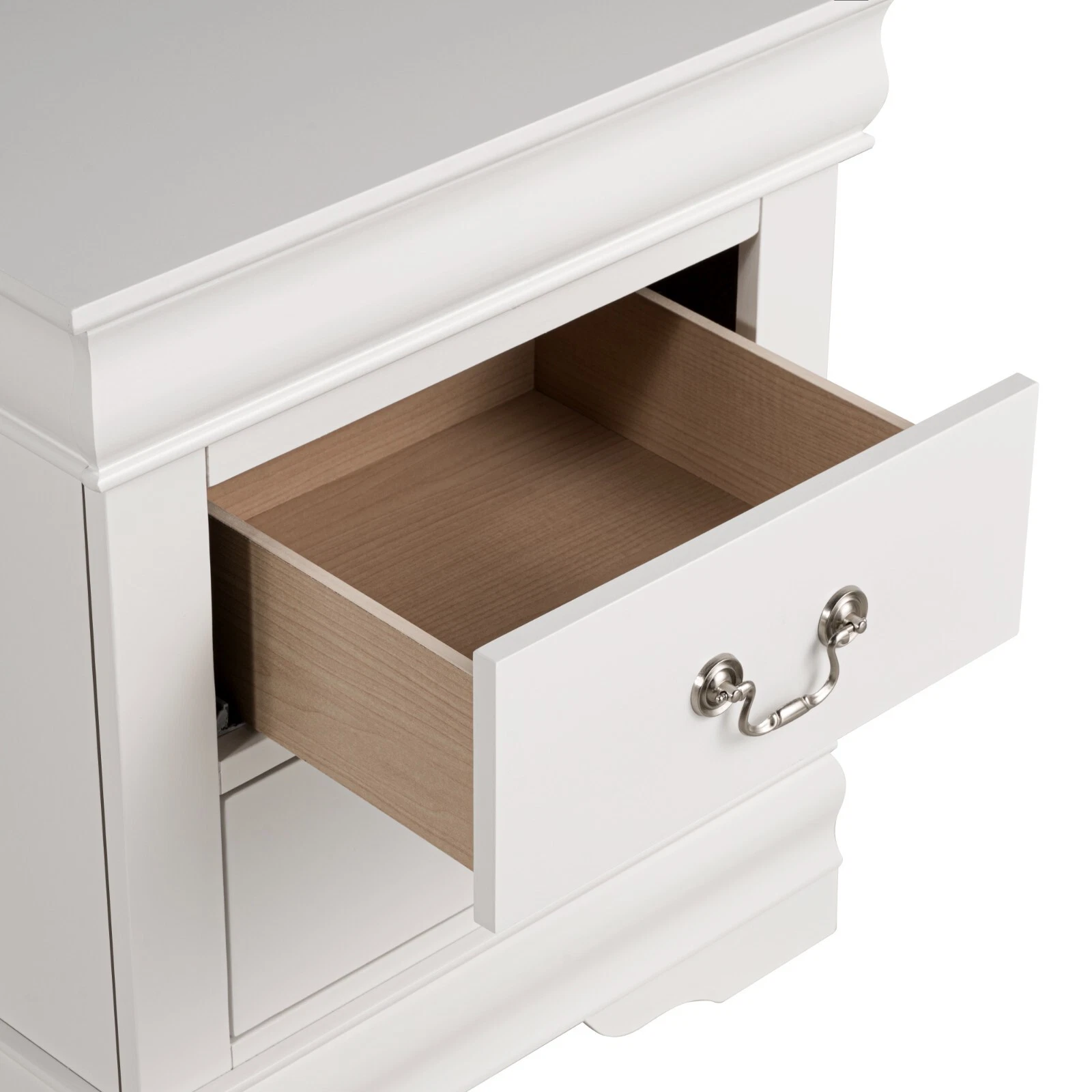 Fully Assembled Nightstand with 2 Drawers Solid Wood End Table Traditional Style Bedroom Funiture 1PC