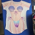 thumbnail image 7 of Swimsuit Cover Up for Women Bikini Dress Short Sleeve Print Loose T Shirt Nightdress Vacation Outfits Purple, 7 of 7