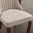 thumbnail image 5 of Dining Room Chairs Set of 2, Velvet Kitchen Chair Wood Legs, Comfy Fabric Upholstered Accent Chair Modern Armless Chairs, Beige, 5 of 7