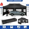 thumbnail image 3 of SANOPY 10x20 Pop up Canopy with 6 sidewalls Commercial Heavy Duty Canopy UPF 50+ All Weather Waterproof Outdoor Wedding Party Tents Gazebo with Roller Bag, Black, 3 of 10