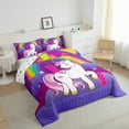 thumbnail image 3 of Manfei Pink Monogrammed I Bedding Comforter Set for Kids, Dreamy Cartoon Unicorn Animal Twin Comforter Sets, Kawaii Rainbow Reversible Bedding Set, Ultra Soft Bedroom Decor, 2 Pieces, 3 of 8