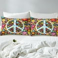 thumbnail image 3 of Erosebridal Hippie Peace Sign Fitted Sheet Set Queen,Floral Flower Fitted Sheet Queen,Teens Bedroom Decor,Ultra Soft,3pcs(No Top Sheet), 3 of 6
