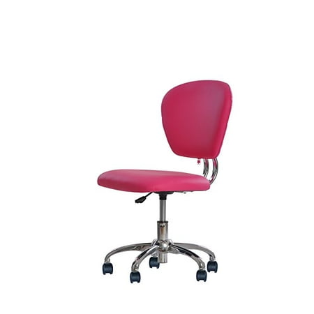 New Pink PU Leather Mid-Back Mesh Task Chair Office Desk ...
