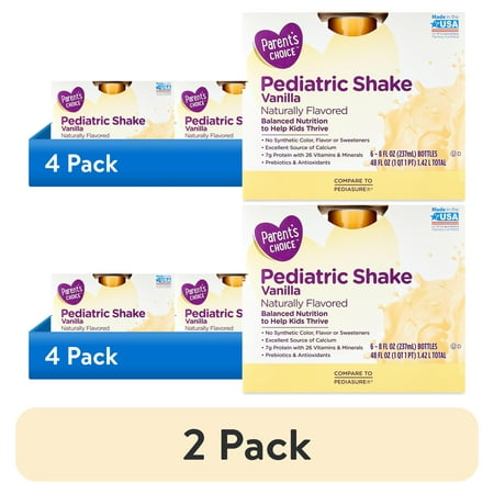 (2 pack) Parent's Choice Pediatric Shake, Vanilla, 8 oz Bottle, 6 Shakes