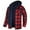 Red, variant on Men's Quilted Lined Hoodie Jacket Plaid Cotton Zip Up Sweatshirt Jacket Long Sleeve Flannel Shirt Shacket (XL, Red)