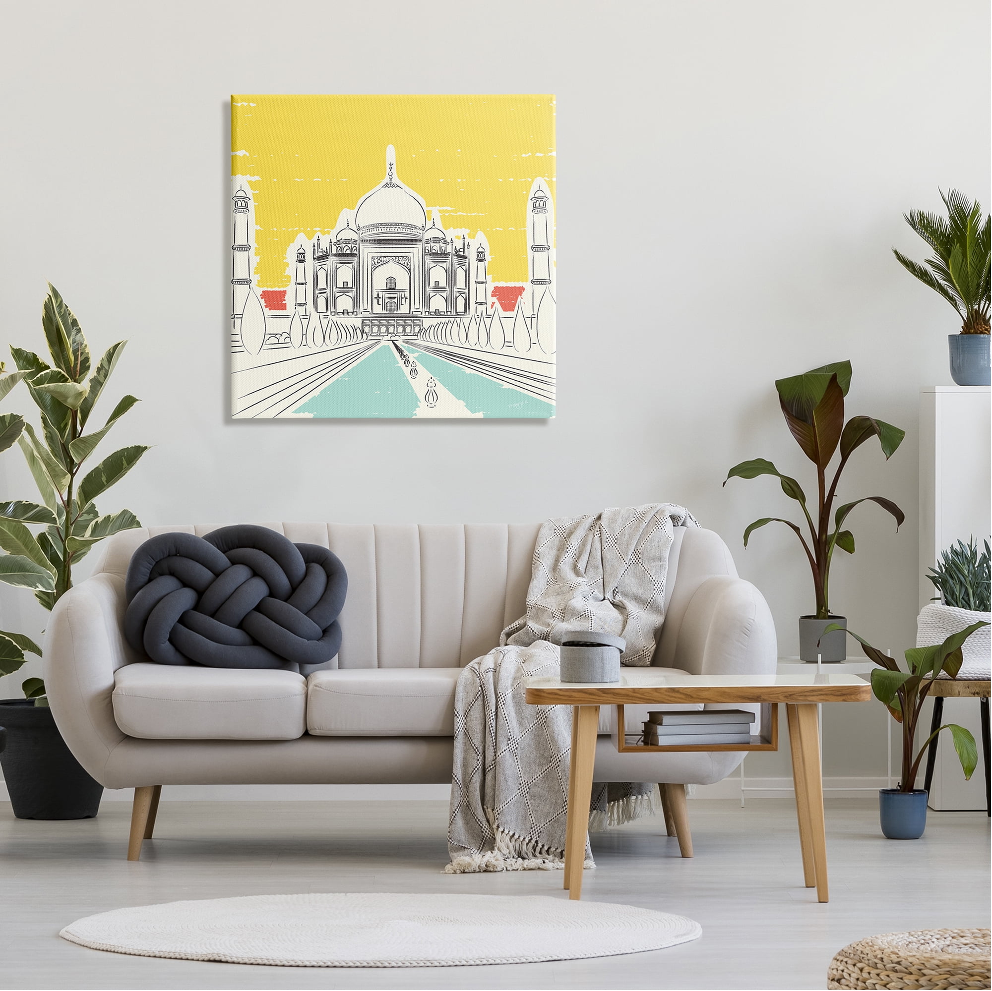 Stupell Industries Taj Mahal Architecture Travel & Places Painting Gallery Wrapped Canvas Art Print Wall Art, 30 x 30