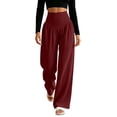 thumbnail image 2 of VBVC Women's High V-Waist Pleated Yoga Pants , Wide Leg Trousers For Women , Ladies' Stretchy Lounge Bottoms with Pockets, S-2XL, 2 of 8