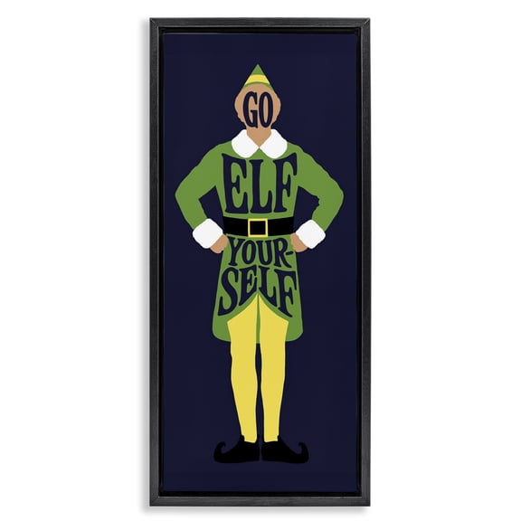 Stupell Industries Modern Sassy Go Elf Yourself Black Floating Frame Canvas Art, 11 x 25, by Jedco Brands Inc.