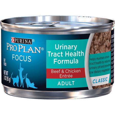 Purina Pro Plan Urinary Tract Health Wet Cat Food, FOCUS Urinary Tract Health Classic Beef & Chicken Entree - (24) 3 oz. Pull-Top