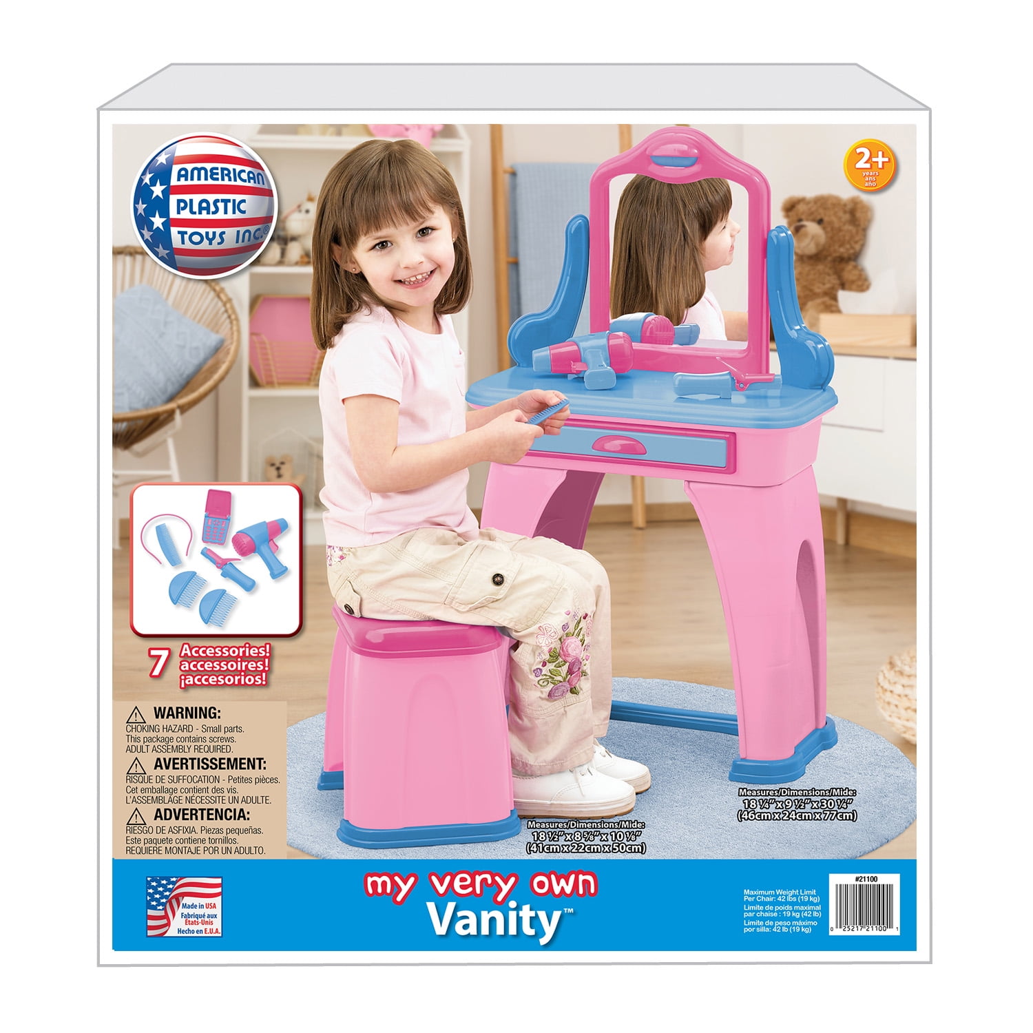 American Plastic Toys My Very Own Vanity Set for Kids with 7 Accessories