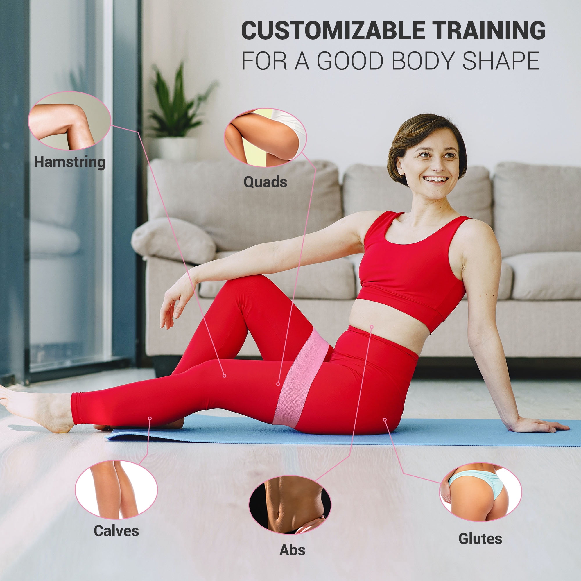 Yescom 3 Pack Resistance Loop Bands Set Workout Fitness Fabric Bands Gym Home Yoga