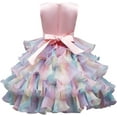 thumbnail image 2 of Little Girl Flower Rainbow Princess Tutu Dress Ruffle Tulle Wedding Birthday Pageant Party Formal Ball Gown, 2 of 6