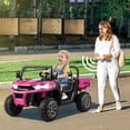 thumbnail image 3 of Infans 12V 2 Seater Ride On UTV Dump Truck Remote w/ Electric Dump Bed & Shovel Pink, 3 of 7