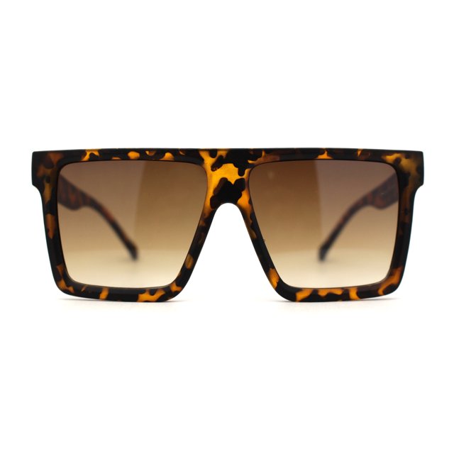 Squared Mobster Mafia Oversize Rectangular Sunglasses Matte Tortoise Brown