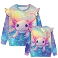 thumbnail image 2 of Garronmavis Pink Axolotl Long Sleeve Sweatshirt Soft Pullover Crewneck Long Sleeve Shirts Stylish Fall Winter Clothes Washable Toddler Girl Sweatshirt Clothes Outfit for Girls Aged 1-2, 2 of 7