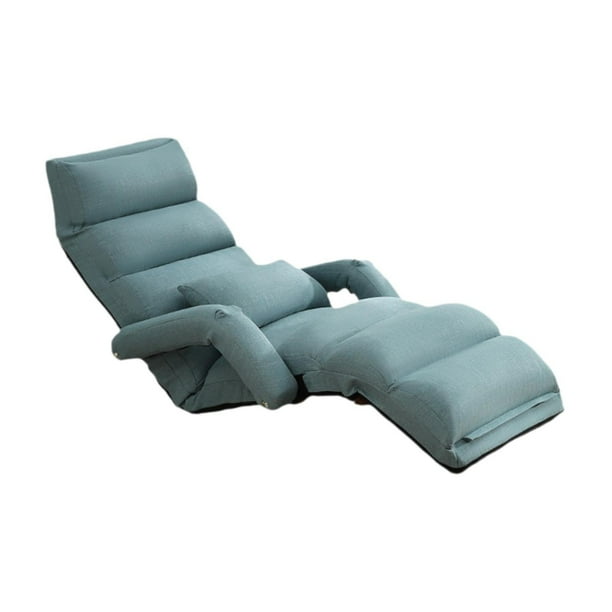 sofá perezoso plegable,Silla de camping ligera Sofá cama con reposabrazos individual,Silla de sofá de piso ajustable Silla de piso Tatami,Sofá cama plegable Azul 175x56x20cm