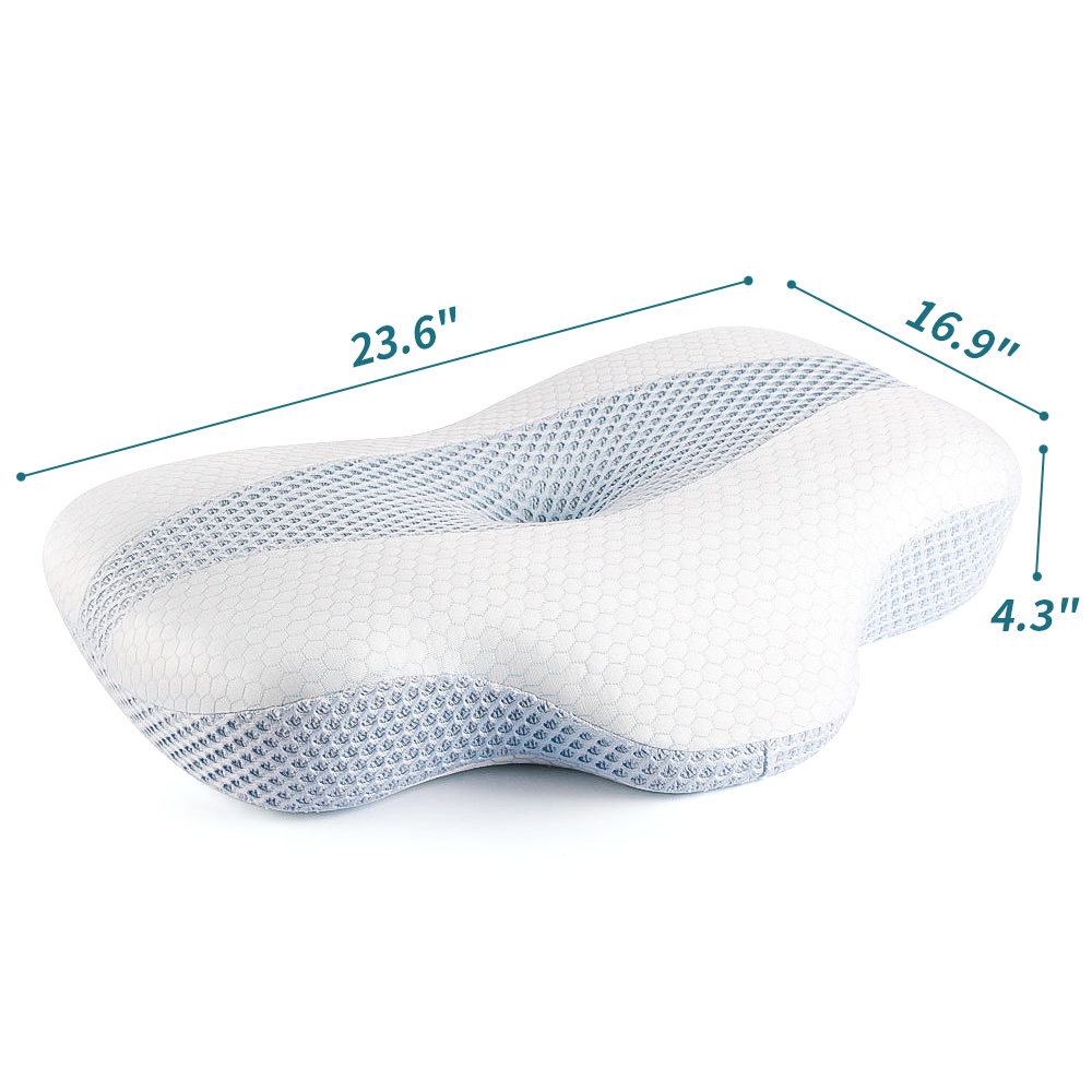 LEZZYRUCK Cervical Pillow for Neck Pain Relief, Ice Silk Contour Memory Foam Pillow,Ergonomic Orthopedic Neck Support Pillow for Side,Back and Stomach Sleepers