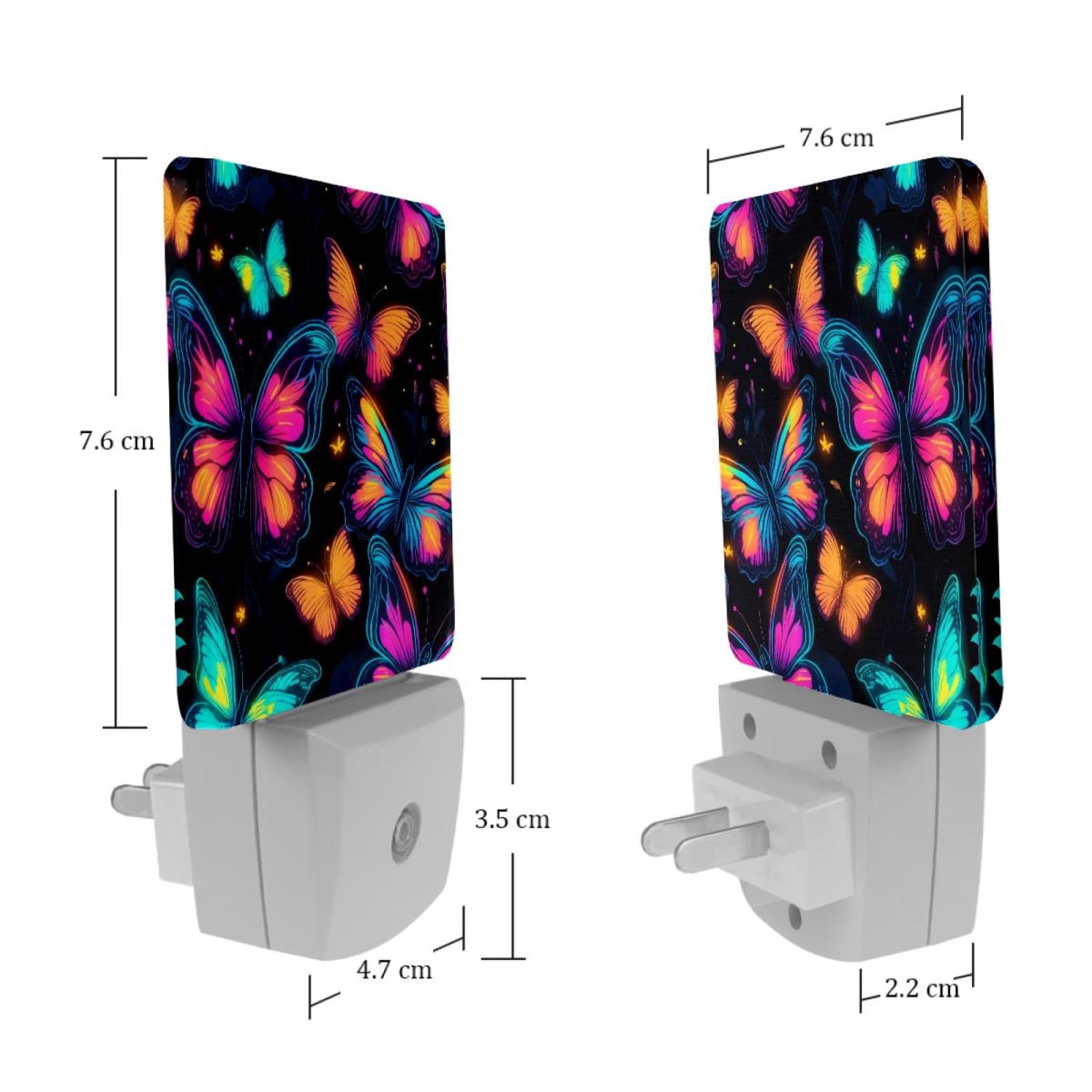 PhooArto Cute Flying Butterflies Pattern Plug in LED Night Light Auto Sensor Dusk to Dawn Decorative Night for Bedroom, Bathroom, Kitchen, Hallway, Stairs, Baby's Room, Energy Saving