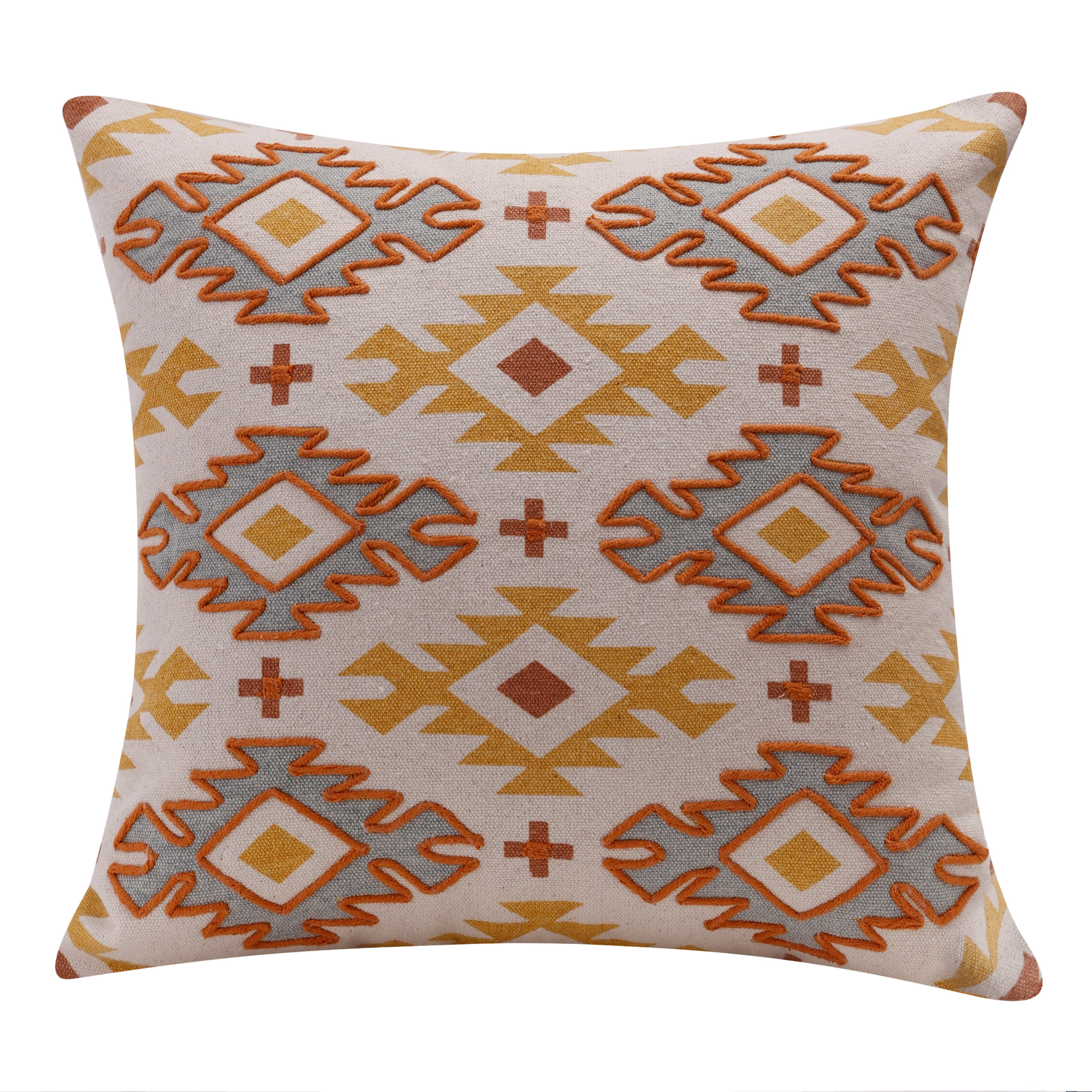 Harlow Hill 20" x 20" Yellow/Rust Geometric Cotton Adult Decorative Throw Pillow Cover