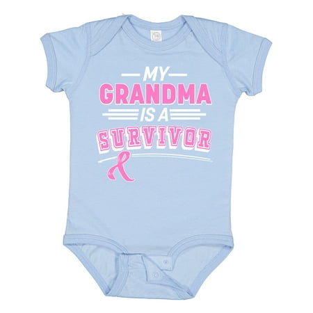 

Inktastic My Grandma is a Survivor Breast Cancer Awareness Gift Baby Boy or Baby Girl Bodysuit