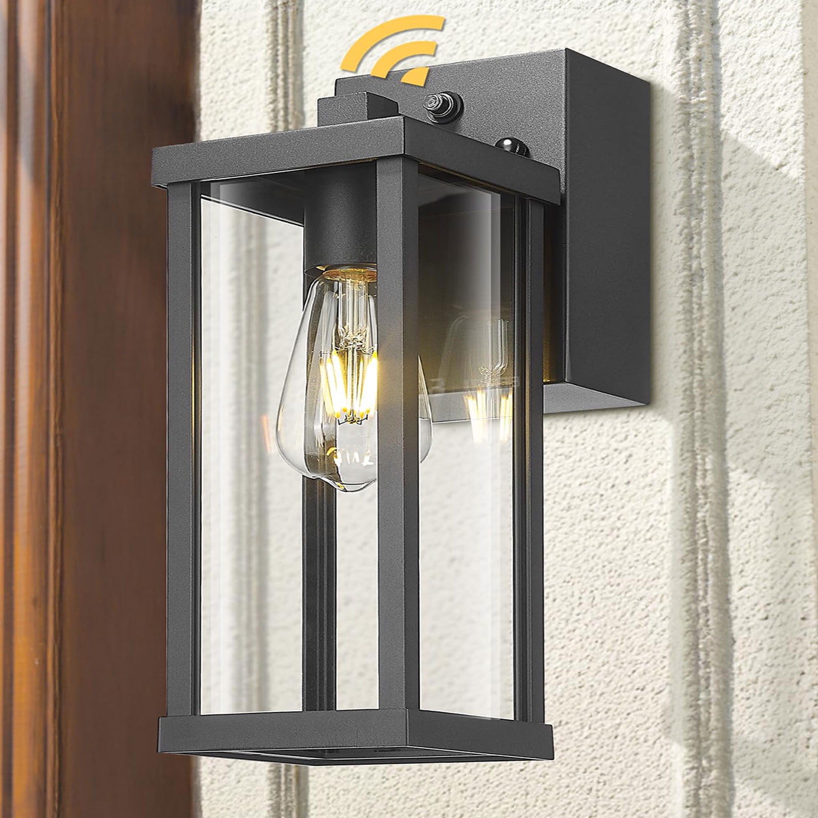 Porch Light With GFCI Outlet Dusk To Dawn Outdoor Light Exterior Lighting Fixtures Wall Mount For House Patio Garage Hallway,1 Pack