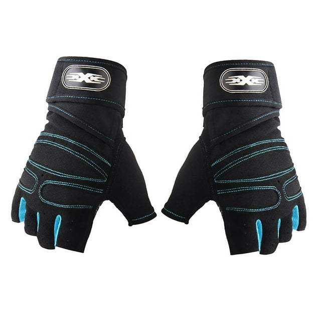 Guantes de ciclismo de medio dedo Guantes de ciclismo Guantes de ciclismo Negro + azul claro L