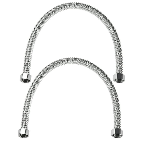 Uxcell 23.6" Stainless Steel Corrugated Flexible Water Line G1/2 Female Thread Connector with Washer 2 Pack