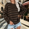 thumbnail image 2 of MYAOYI Womens Oversized Striped Sweater Crew Neck Drop Shoulder Knit, 2 of 8