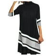 thumbnail image 2 of Juebong Womens 2022 Fall Fashion Tops Novelty Color Block Patchwork Graphic Dresses Long Sleeve Mock Turtleneck Dress,Black,XXXXXL, 2 of 4